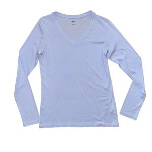 UNIQLO Light Blue V-Neck Long Sleeve T-Shirt